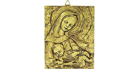 Quadro Madonna con Bambino in resina - Bassorilievo - 8 x 10,5 cm
