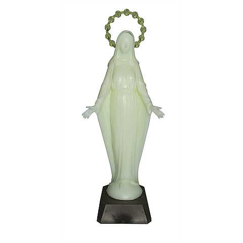 Ferrari & Arrighetti Statua Madonna Miracolosa, Statuetta della Santa Vergine Miracolosa che si Illumina al Buio, Plastica Fosforescente, 20 Centimetri Circa