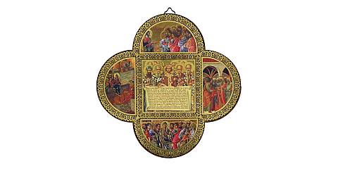 Croce I Dodici Apostoli su legno MDF - cm 18,5 x 18,5 x 1,2