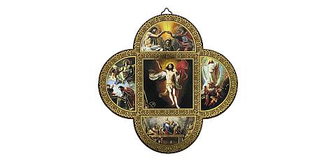 Croce Misteri della Gloria su legno MDF - cm 18,5 x 18,5 x 1,2