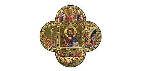 Croce La Vita di Cristo su legno MDF - cm 18,5 x 18,5 x 1,2