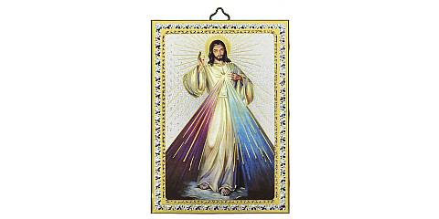Tavola Gesù Misericordioso stampa su legno - 10 x 14 cm