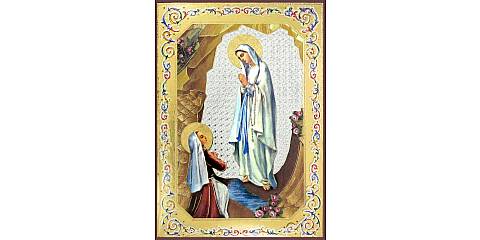 Tavola Madonna di Lourdes stampa su legno - 10 x 14 cm
