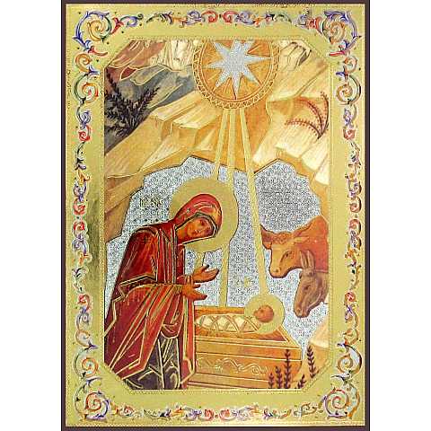 Icona Natività (Stella) stampa su legno - 10 x 14 cm