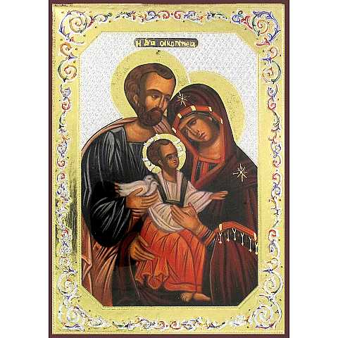 Icona Sacra Famiglia stampa su legno - 10 x 14 cm
