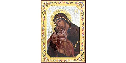 Icona Madonna della Tenerezza stampa su legno - 10 x 14 cm