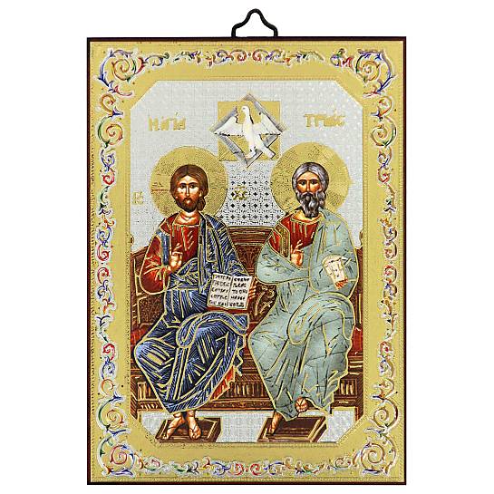Icona Trinità stampa su legno - 10 x 14 cm
