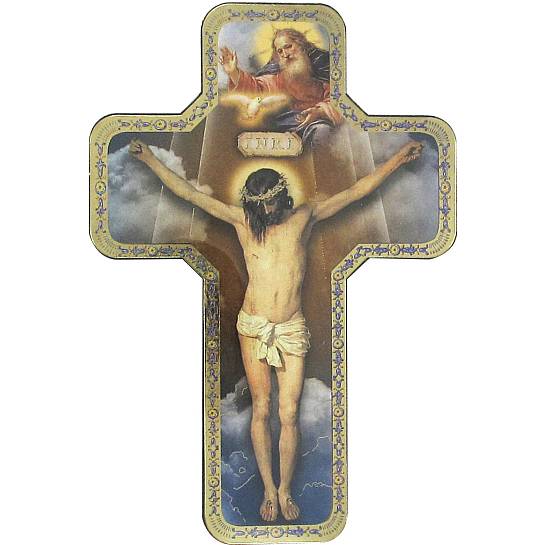 Croce icona Dio Padre stampa su legno - 12 x 18 cm