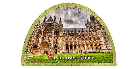 Tavola Abbazia Westminster stampa su legno ad arco - 18 x 12 cm 