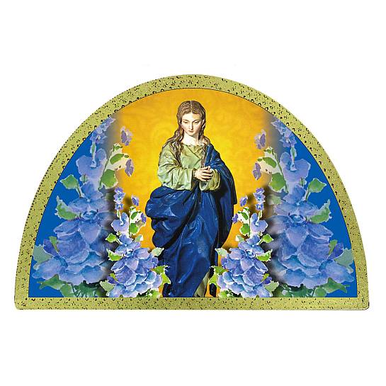 Tavola Vergine della Cattedrale di Granada stampa su legno ad arco - 18 x 12 cm