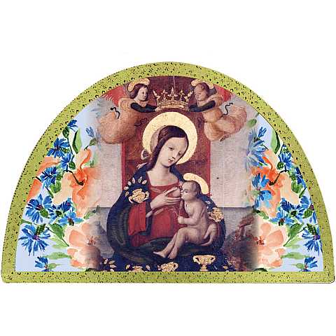 Tavola Madonna di Custonaci stampa su legno ad arco - 18 x 12 cm