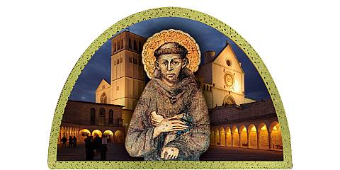 Tavola San Francesco Assisi stampa su legno ad arco - 18 x 12 cm