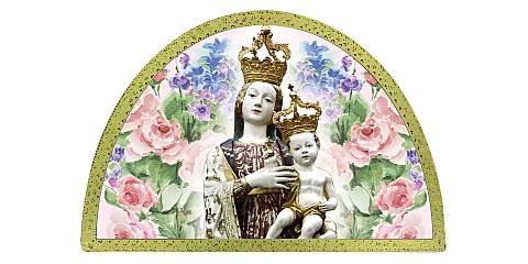 Tavola Madonna di Gibilmanna stampa su legno ad arco - 18 x 12 cm