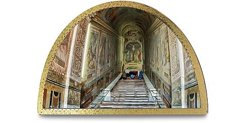 Tavola Scala Santa stampa su legno ad arco - 18 x 12 cm