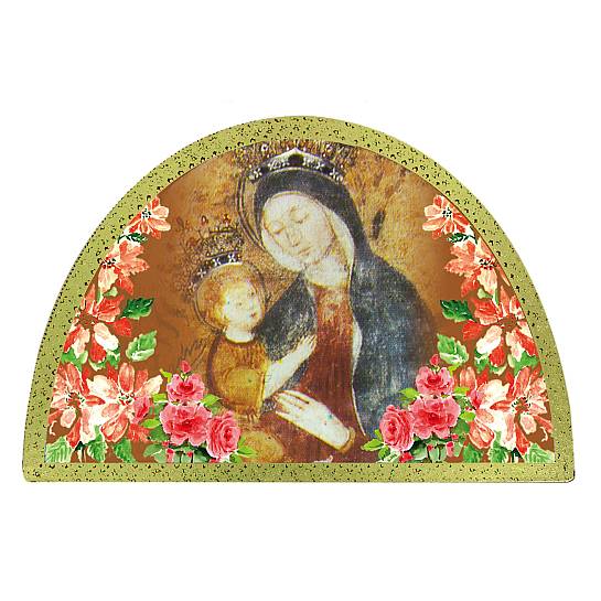 Tavola Madonna del Santuario di Vicoforte (Mondovì) stampa su legno ad arco - 18 x 12 cm