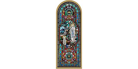 Quadro Apparizione di Lourdes stampa tipo vetrata su legno - 10 x 27 cm