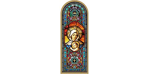 Quadro Madonna con bambino in legno ad arco - 10 x 27 cm