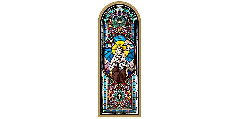 Tavola Madonna del Carmine stampa tipo vetrata su legno - 10 x 27 cm