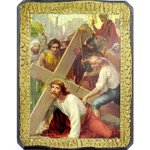 Quadro Via Crucis stampa su tavola - 20 x 15 cm