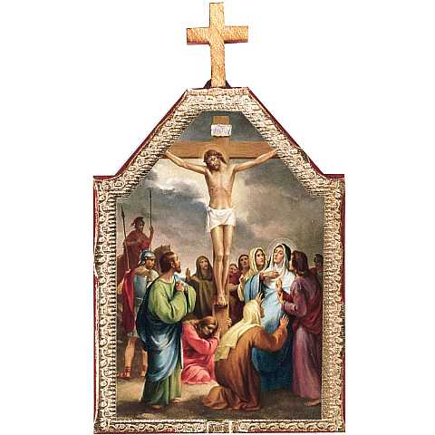 Quadro Via Crucis stampa su tavola - 17 x 12 cm