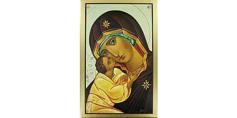 Icona Madonna col Bambino stampa su Quadro in legno con bordo dorato - 33 x 22 cm