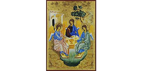 Quadro icona Trinità di Rublev anticata stampa su legno - 10 x 8 cm