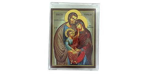 Quadro icona Sacra Famiglia stampa su legno - 15 x 11 cm