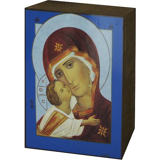 Quadro icona Madonna di Vladimir stampa su legno - 7 x 5,5 cm