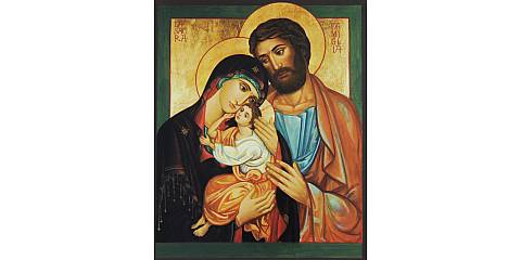 Quadro icona Sacra Famiglia stampa su legno - 14 x 11 cm
