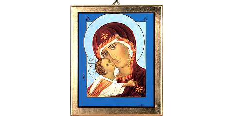 Icona Madonna col Bambino stampa su Quadro in legno con bordo dorato - 29 x 24 cm