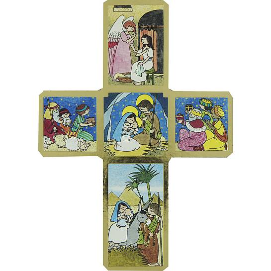 Croce Natività stampa su legno - 11 x 8 cm