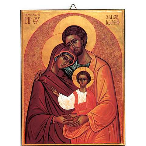Icona Sacra Famiglia stampa su Quadro in legno - 7 x 9 cm