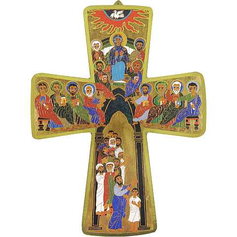 Croce della Pentecoste stampa su legno mdf - 10,5 x 14 cm