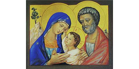 Icona Sacra Famiglia stampa su Quadro in legno - 13,5 x 11 cm