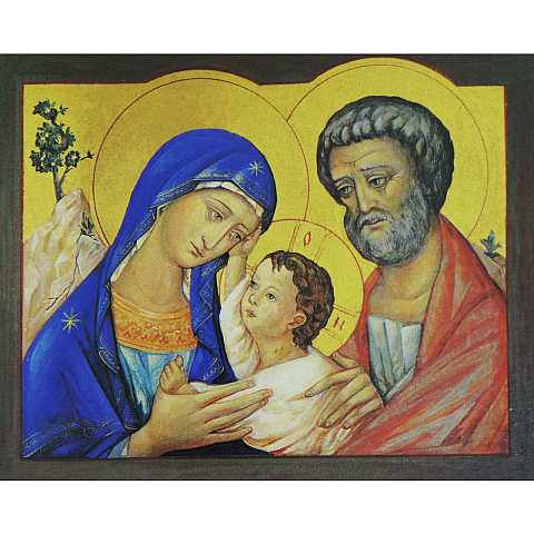 Icona Sacra Famiglia stampa su Quadro in legno - 13,5 x 11 cm