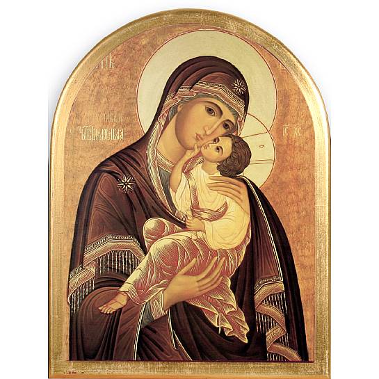 Quadro Madonna di Sofronov stampa su legno ad arco - 32 x 25 cm