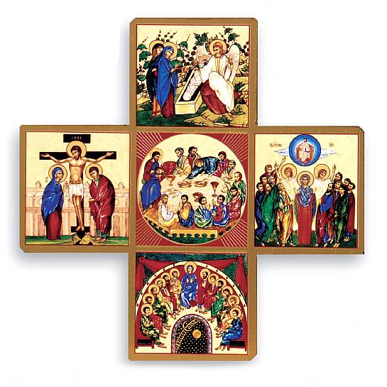 Croce Salvezza stampa su legno con spiegazione - 12 x 12 cm