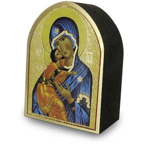 Quadro Madonna col Bambino a forma di cuspide - 5,5 x 7,5 cm