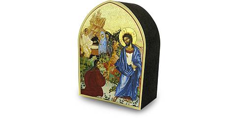 Quadro Resurrezione di Gesù a forma di cuspide - 5,5 x 7,5 cm