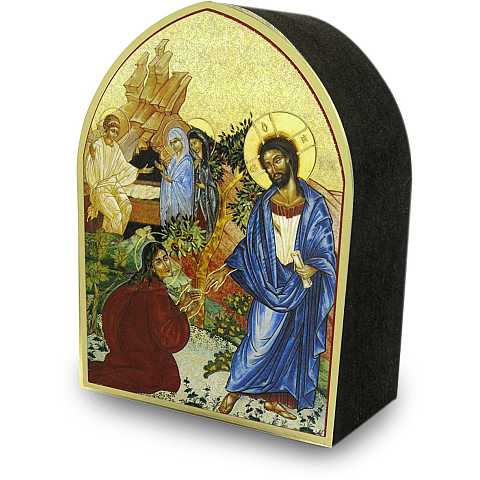 Quadro Resurrezione di Gesù a forma di cuspide - 5,5 x 7,5 cm