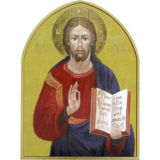 Quadro Cristo con il libro aperto a forma di cuspide - 17,6 x 23,7 cm 