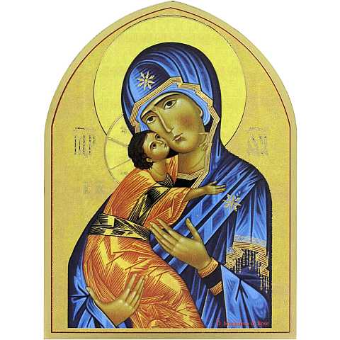 Quadro Madonna col Bambino a forma di cuspide - 17,6 x 23,7 cm