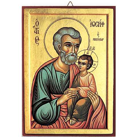 Quadro icona San Giuseppe stampa su legno - 9 x 7 cm