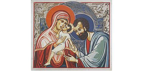 Quadro icona Sacra Famiglia stampa su legno - 14 x 12 cm