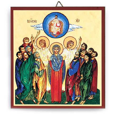 Quadro icona Ascensione del Signore stampa su legno - 12 x 11 cm