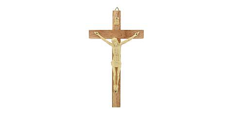 Crocifisso da Parete in Legno con Cristo in Plastica, Altezza Crocifisso 13 Cm