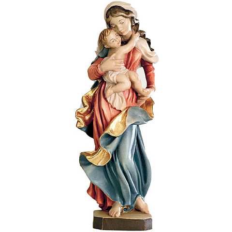 Madonna con Bambino dipinta a mano in legno di acero - 12 cm