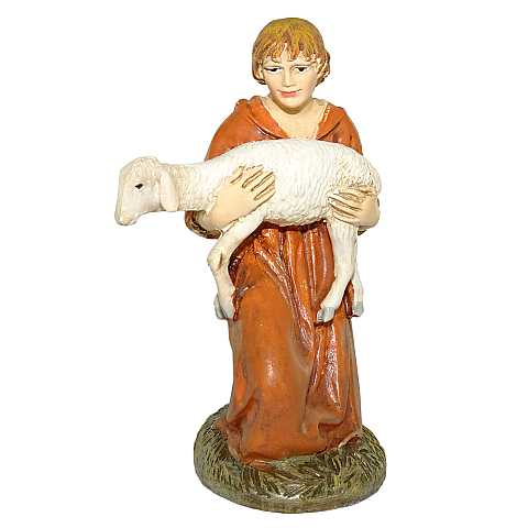 Statuine presepe: Pastore in ginocchio con agnello linea Martino Landi per presepe da cm 10