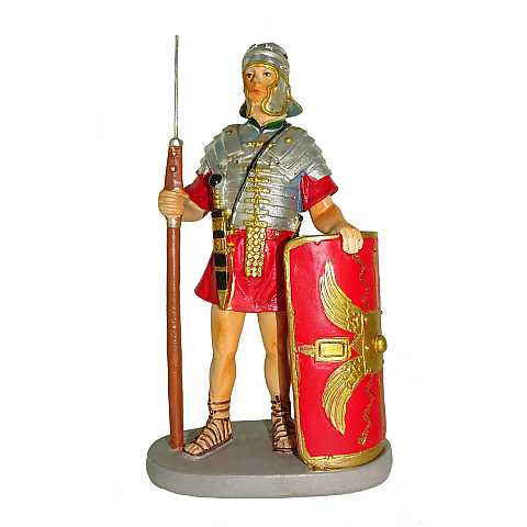 Statuine presepe: Soldato con scudo linea Martino Landi per presepe da cm 10