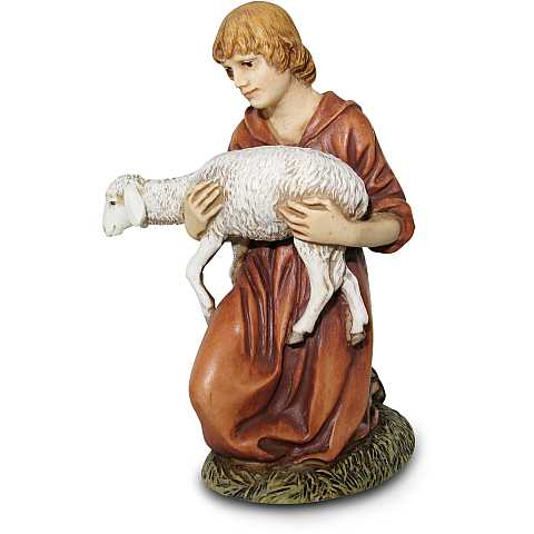 Statue presepe: Pastore con agnello linea Martino Landi per presepe da cm 120